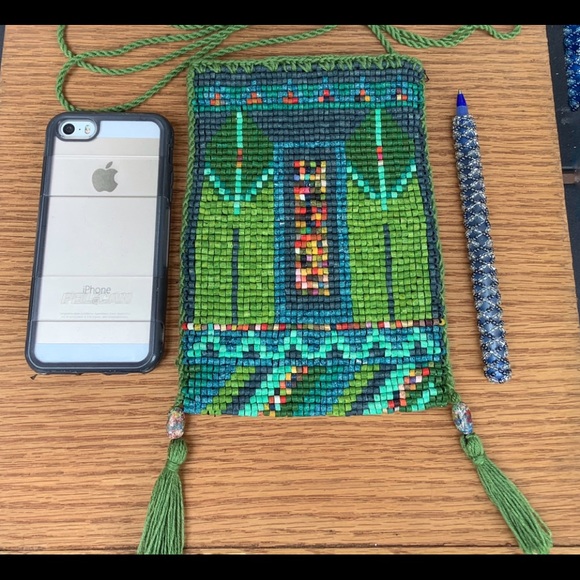 Handmade hand-dyed Boho Beaded Bag Purse Crossbody - Picture 6 of 6